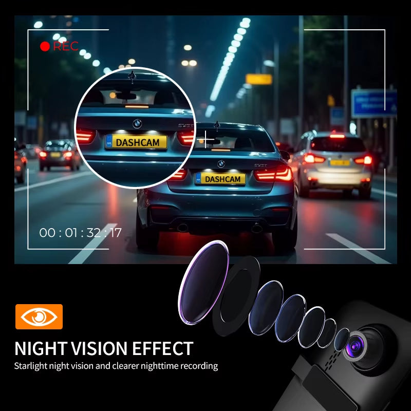 Dashcam, In-Car Dashcam, Front 1080P In-Car Camera with Super Night Vision Function, Loop Recording